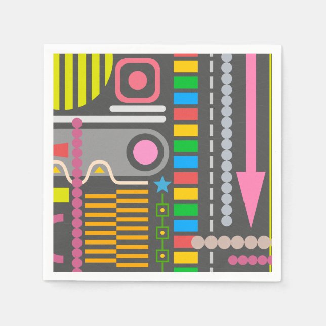 Abstract Technology Control Panel Pattern Napkins (Front)