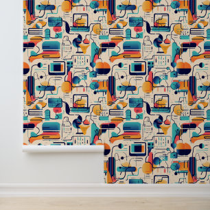Abstract Technology-Inspired Geometric Art Wallpaper