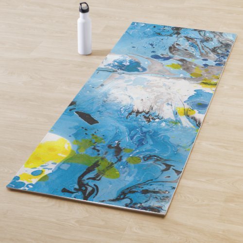 Abstract Template Blue and Yellow Trendy Modern Yoga Mat