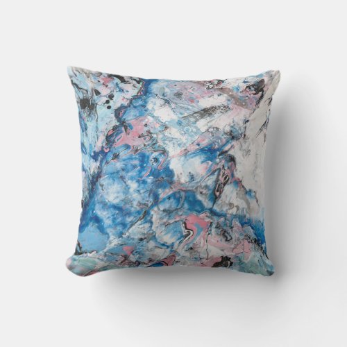 Abstract Template Modern Marble Look Pink Blue Throw Pillow