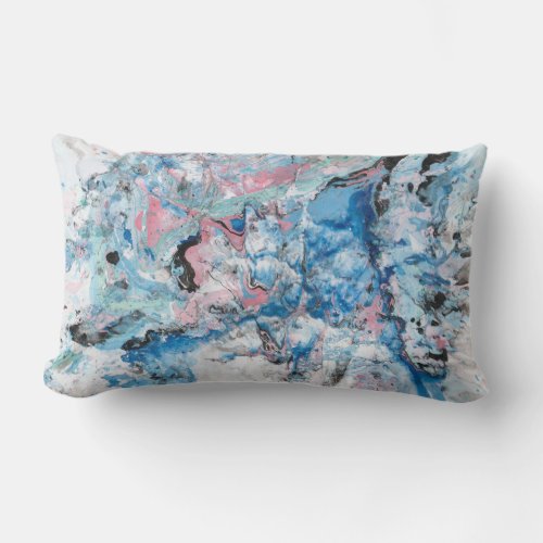 Abstract Template Modern Pink Blue Purple Lumbar Pillow