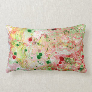 Abstract Template Pink Red Yellow Green Marble Lumbar Pillow