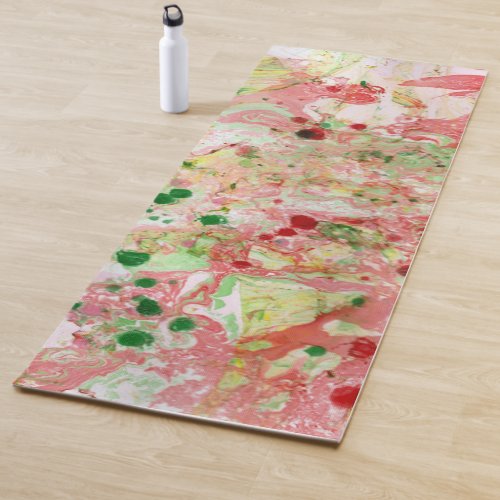 Abstract Template Pink Red Yellow Green Trendy Yoga Mat