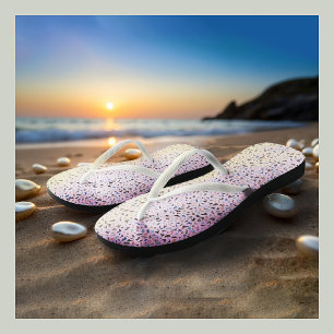 Abstract Terazzo mosaic pattern on pink background Flip Flops