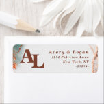 Abstract Terra Cotta Monogram Return Address Label<br><div class="desc">Modern Abstract Ethereal Watercolor Terra Cotta Monogrammed Return Address Labels. This rustic design is beautify hand-painted with rich colors that are perfect for fall. Shown in the Terracotta Wedding Color Palette colorway of: Terra Cotta Burnt Orange, Verde Dark Green, Dusty Light Pink, Sienna Rich Brown, and Beige. With faux Metallic...</div>