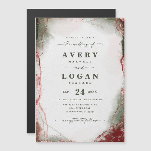 Abstract Terra Rosa Magnetic Wedding Invitation