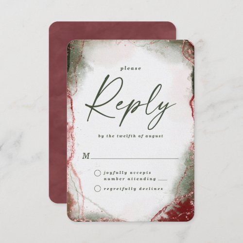 Abstract Terra Rosa Wedding RSVP Reply Card