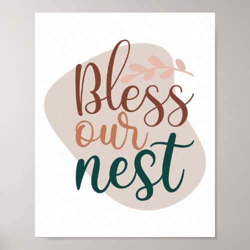 Abstract Terracotta Bless Our Nest Typography Poster