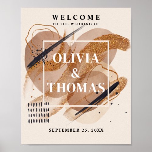 Abstract Terracotta brown copper wedding welcome Poster
