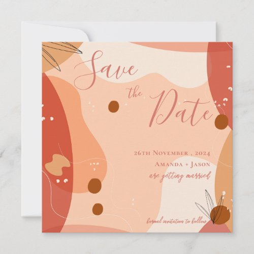 Abstract Terracotta Design Wedding Save the Date 