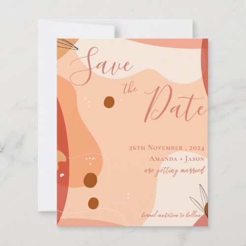 Abstract Terracotta Design Wedding  Save the Date 