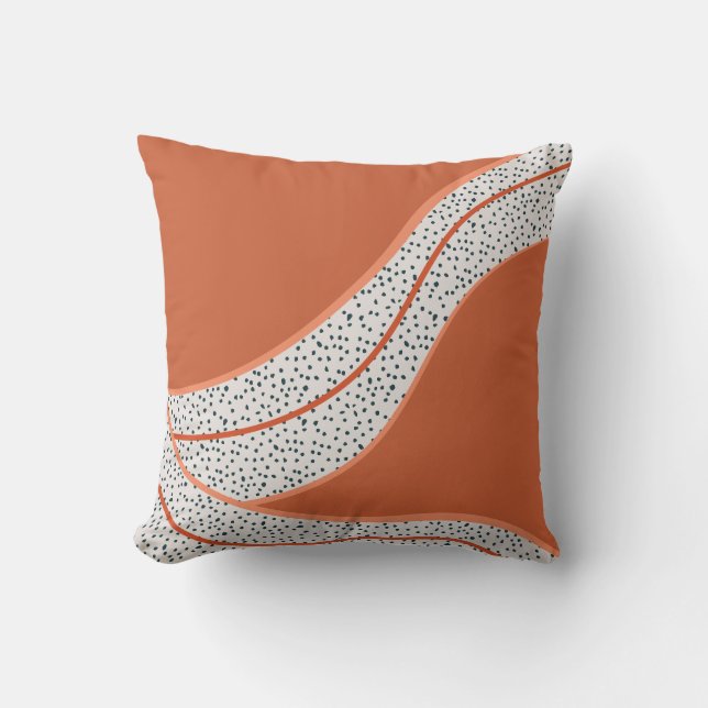 Abstract Terracotta Dots Throw Pillow (Front)