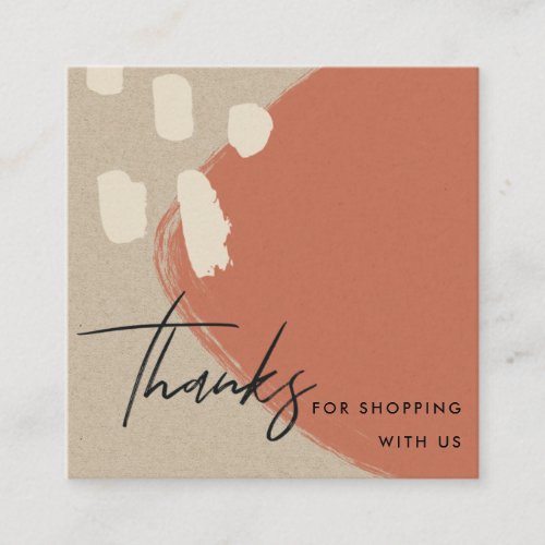 ABSTRACT TERRACOTTA KRAFT SCANDI THANK YOU LOGO SQUARE BUSINESS CARD