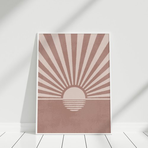 Abstract Terracotta Sunset Beach Wall Art Poster