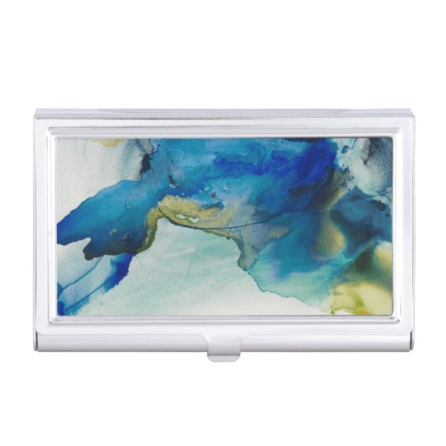 Abstract Terrain - Blue Business Card Case (Front)