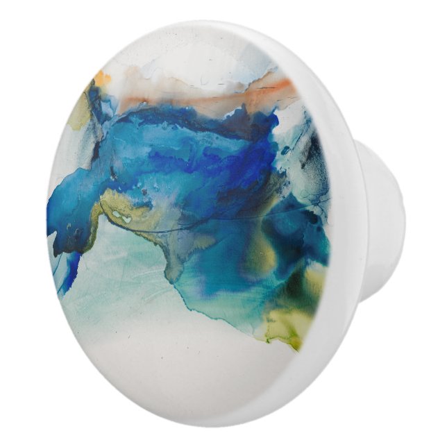 Abstract Terrain - Blue Ceramic Knob (Right)