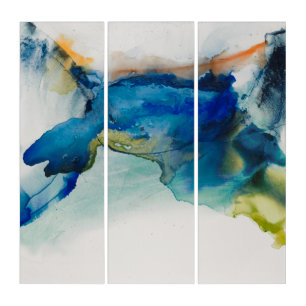 Abstract Terrain - Blue Triptych