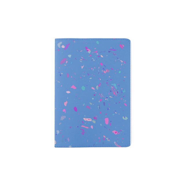 Abstract Terrazzo Galaxy Illustration in Blue Passport Holder (Front)