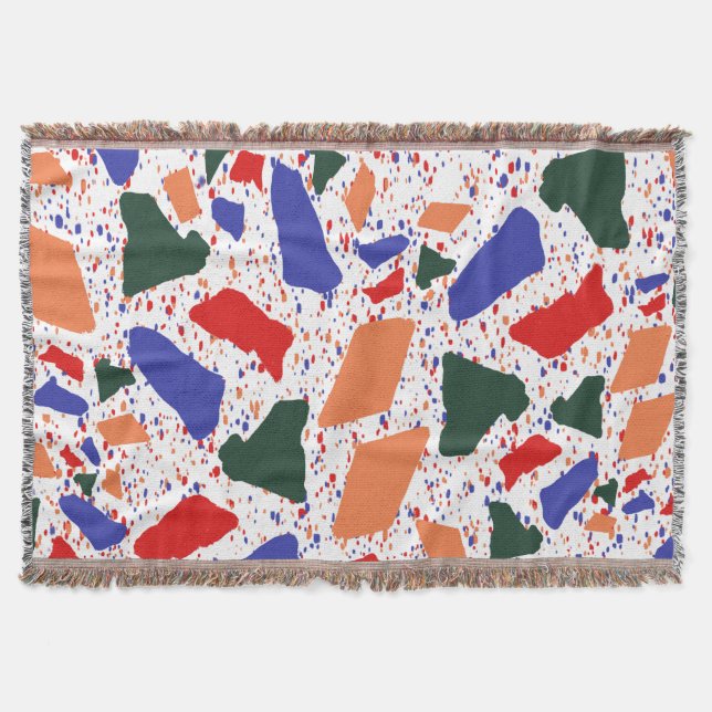 Abstract Terrazzo Hand Drawn Colorful Pattern  Throw Blanket (Front)