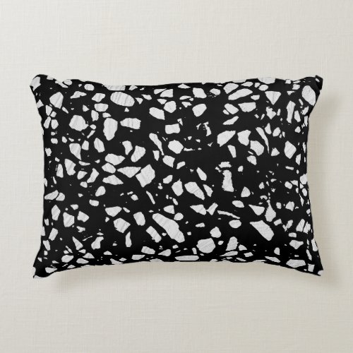 Abstract Terrazzo Mosaic Black and White Pattern  Accent Pillow