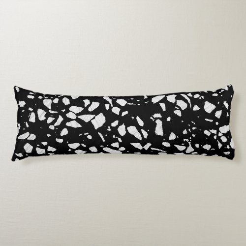 Abstract Terrazzo Mosaic Black and White Pattern Body Pillow