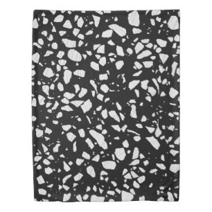 Abstract Terrazzo Mosaic Black and White Pattern Duvet Cover