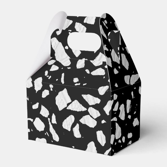 Abstract Terrazzo Mosaic Black and White Pattern  Favor Boxes (Front Side)