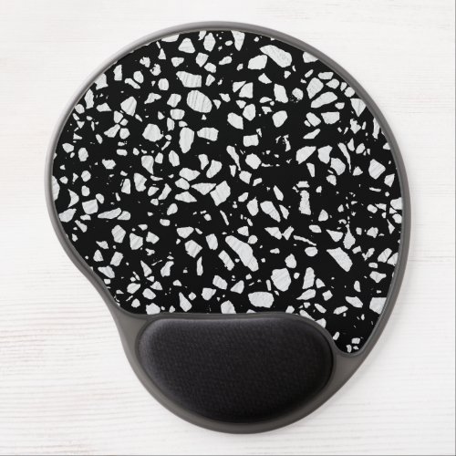 Abstract Terrazzo Mosaic Black and White Pattern   Gel Mouse Pad
