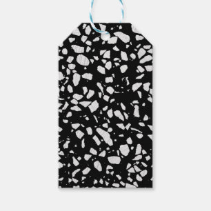 Abstract Terrazzo Mosaic Black and White Pattern Gift Tags