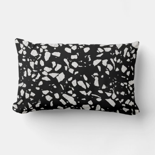 Abstract Terrazzo Mosaic Black and White Pattern  Lumbar Pillow
