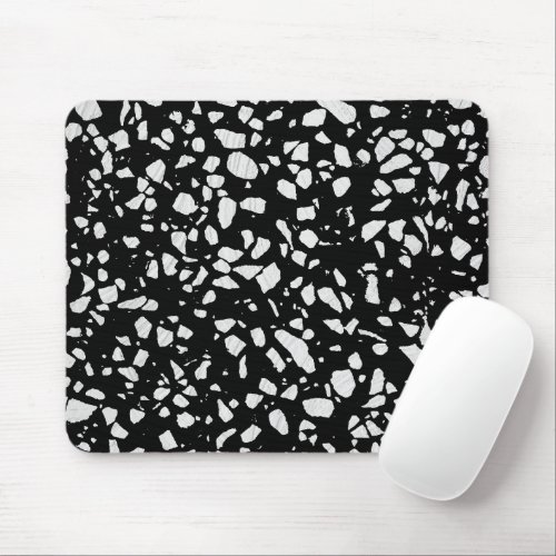 Abstract Terrazzo Mosaic Black and White Pattern  Mouse Pad