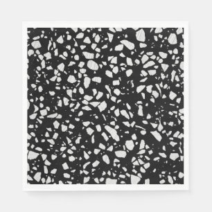 Abstract Terrazzo Mosaic Black and White Pattern Napkins