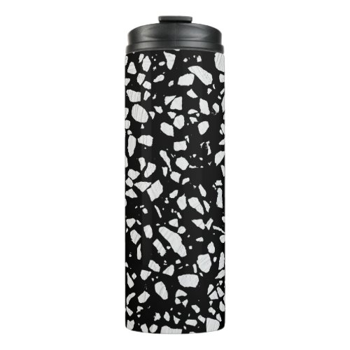 Abstract Terrazzo Mosaic Black and White Pattern Thermal Tumbler