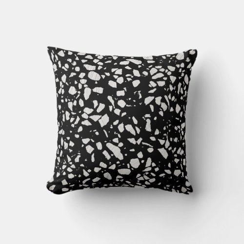 Abstract Terrazzo Mosaic Black and White Pattern Throw Pillow