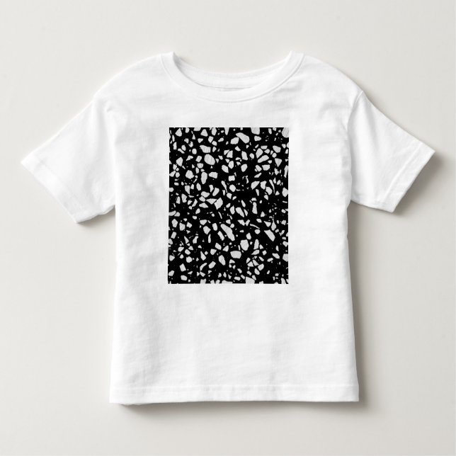 Abstract Terrazzo Mosaic Black and White Pattern Toddler T-shirt (Front)