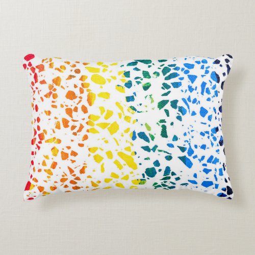 Abstract Terrazzo Mosaic Colorful Rainbow Pattern  Accent Pillow