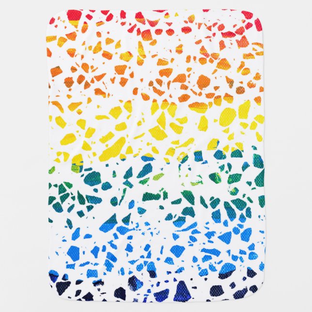 Abstract Terrazzo Mosaic Colorful Rainbow Pattern Baby Blanket (Front)