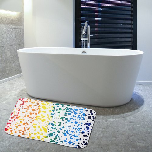 Abstract Terrazzo Mosaic Colorful Rainbow Pattern Bath Mat