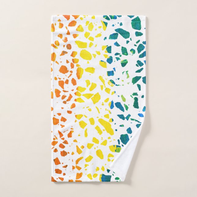 Abstract Terrazzo Mosaic Colorful Rainbow Pattern  Bath Towel Set (Hand Towel)