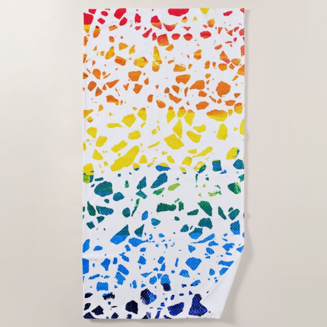 Abstract Terrazzo Mosaic Colorful Rainbow Pattern Beach Towel (Front)