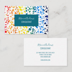 Abstract Terrazzo Mosaic Colorful Rainbow Pattern  Business Card