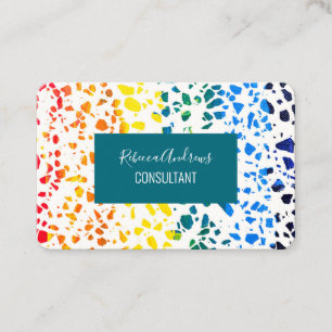 Abstract Terrazzo Mosaic Colorful Rainbow Pattern  Business Card