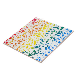 Abstract Terrazzo Mosaic Colorful Rainbow Pattern Ceramic Tile