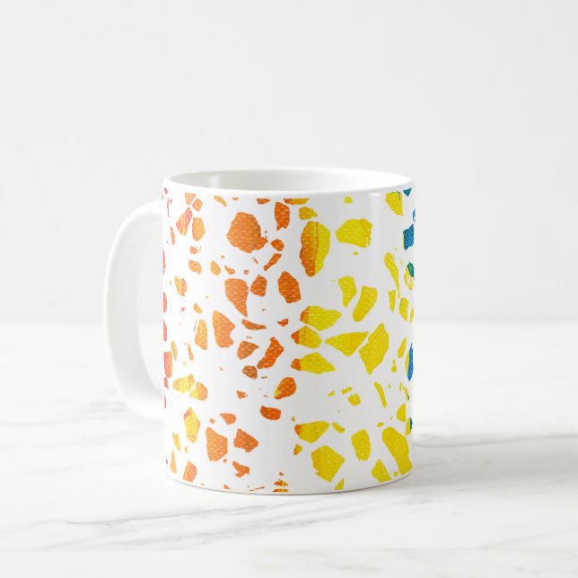 Abstract Terrazzo Mosaic Colorful Rainbow Pattern  Coffee Mug (Front Left)