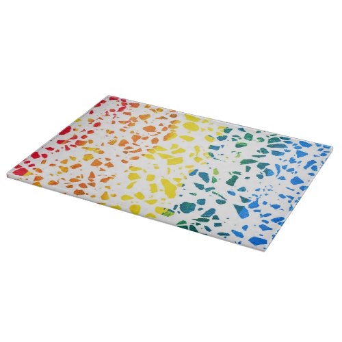 Abstract Terrazzo Mosaic Colorful Rainbow Pattern Cutting Board