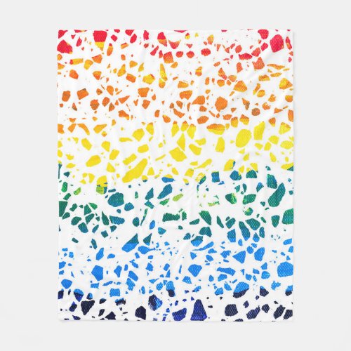 Abstract Terrazzo Mosaic Colorful Rainbow Pattern  Fleece Blanket
