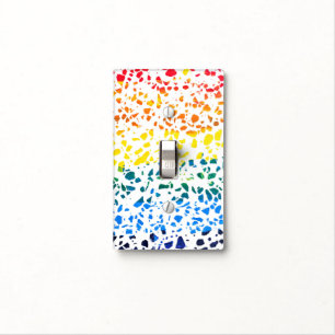 Abstract Terrazzo Mosaic Colorful Rainbow Pattern  Light Switch Cover
