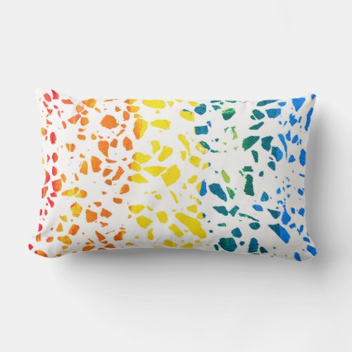 Abstract Terrazzo Mosaic Colorful Rainbow Pattern  Lumbar Pillow