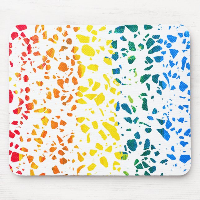 Abstract Terrazzo Mosaic Colorful Rainbow Pattern  Mouse Pad (Front)