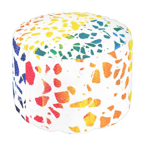 Abstract Terrazzo Mosaic Colorful Rainbow Pattern Pouf